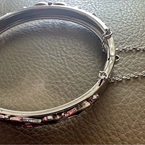 Silver Bracelet With Safety Chain